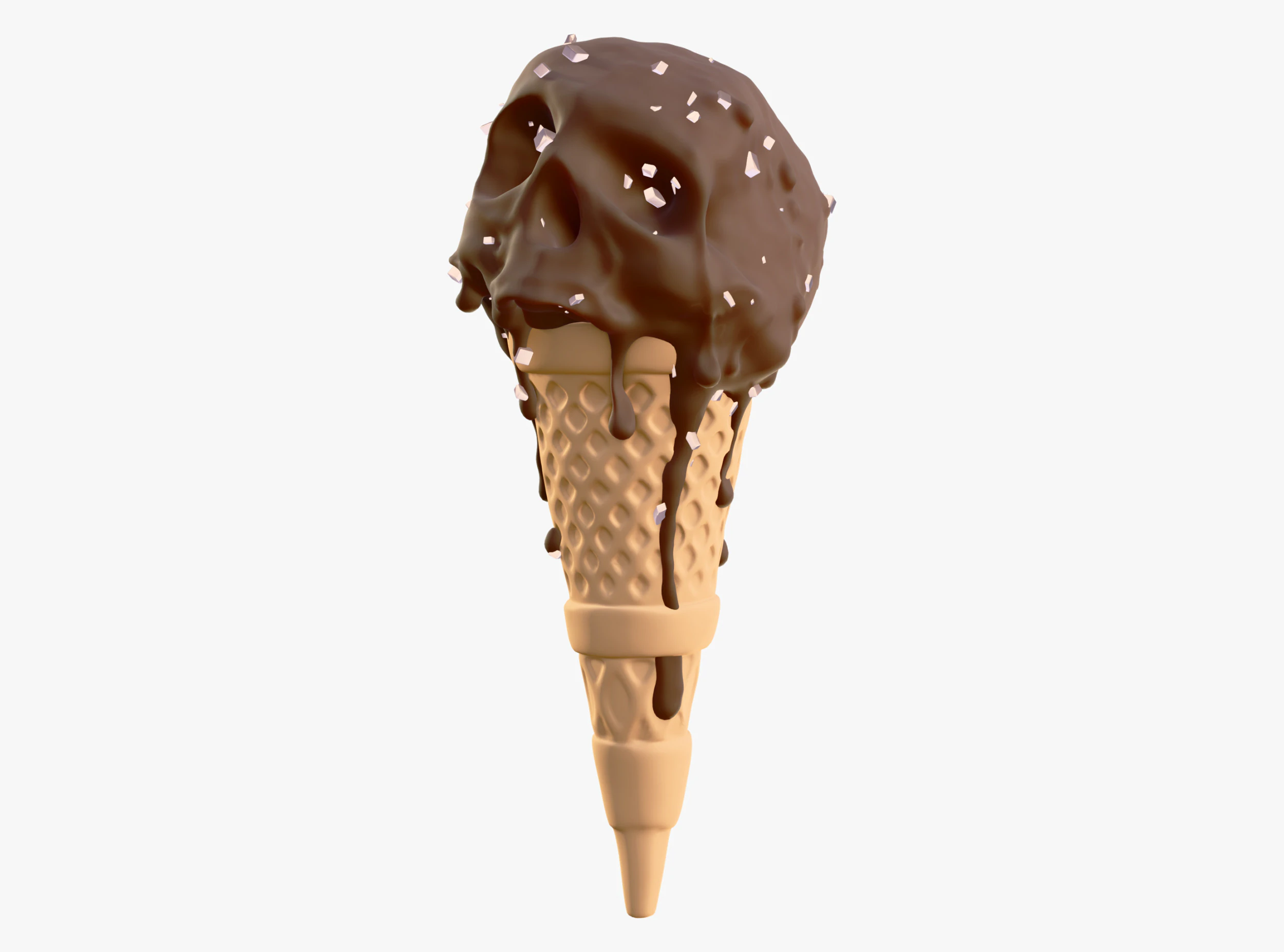 Chocolate Skull IceCream Cone M1 3D Model .c4d .max .obj .3ds .fbx .stl .blend 