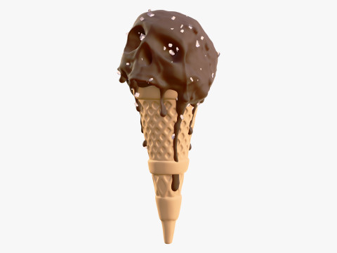 Chocolate Skull IceCream Cone M1 Modèle 3D