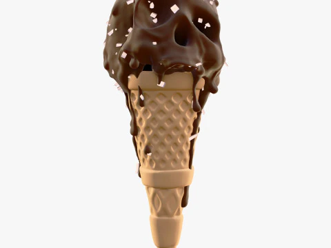 Chocolate Skull IceCream Cone M1 3D Model
