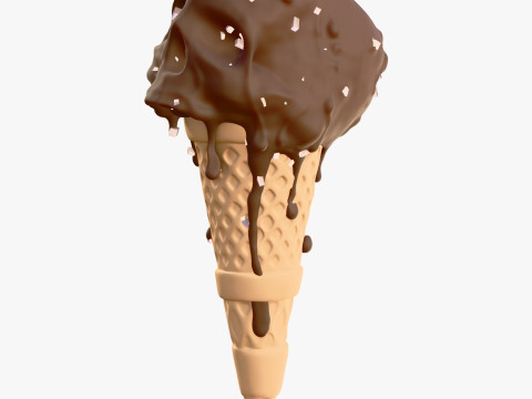 Chocolate Skull IceCream Cone M1 3D Модель
