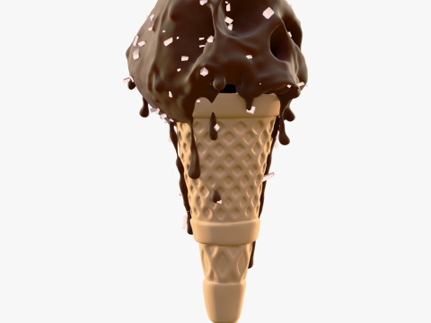 Chocolate Skull IceCream Cone M1 3D Модель