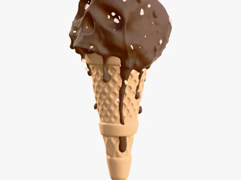 Chocolate Skull IceCream Cone M1 3D Model