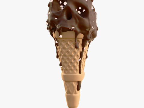 Chocolate Skull IceCream Cone M1 3D Модель
