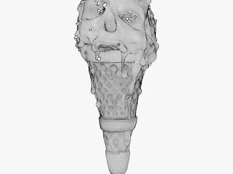 Chocolate Skull IceCream Cone M1 3D Model