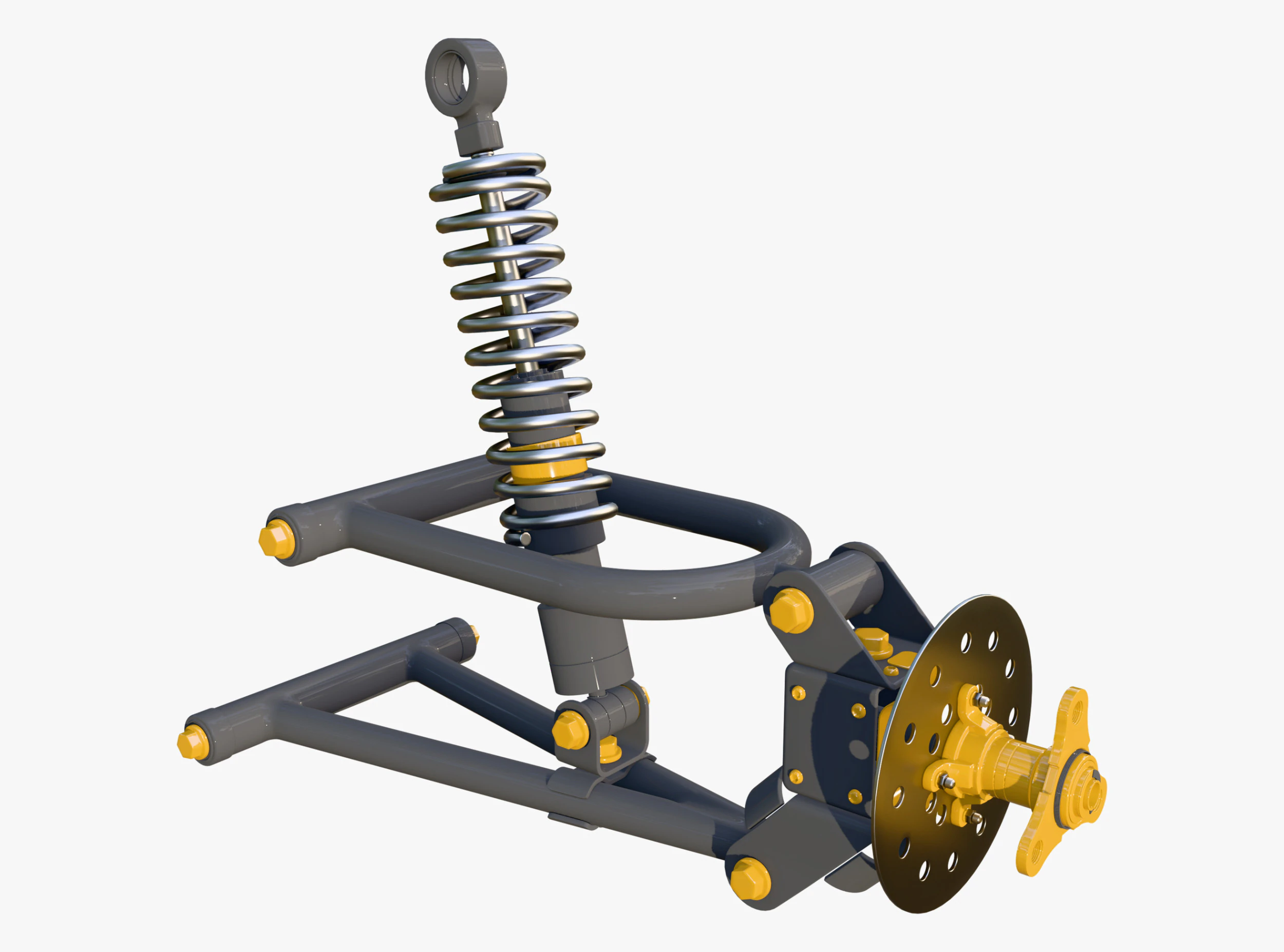 Suspension Shock Absorber Assembly M1 3D Model .c4d .max .obj .3ds .fbx .stl .blend