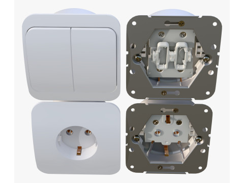 Electrical Socket and Light Switch with Disassembled M1 3D Model