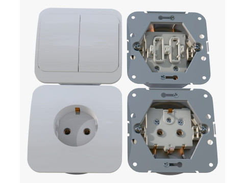 Electrical Socket and Light Switch with Disassembled M1 3D Model
