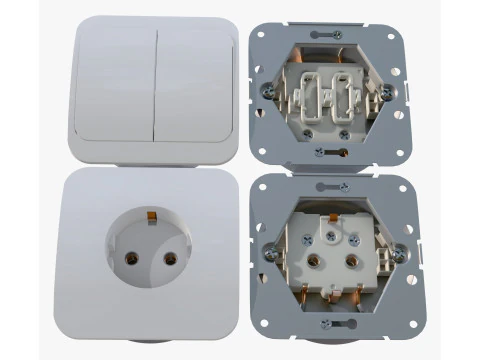 Електрична розетка та вимикач світла з розібраним M1 3D Модель