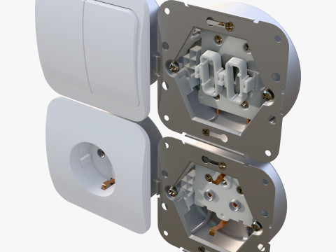 Electrical Socket and Light Switch with Disassembled M1 3D Model
