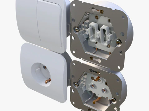 Електрична розетка та вимикач світла з розібраним M1 3D Модель