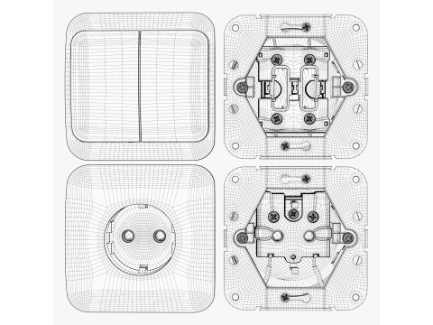Electrical Socket and Light Switch with Disassembled M1 3D Model