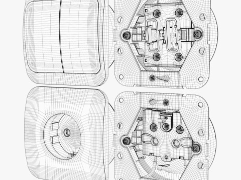 Electrical Socket and Light Switch with Disassembled M1 3D Model