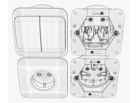 Electrical Socket and Light Switch with Disassembled M1 3D Model