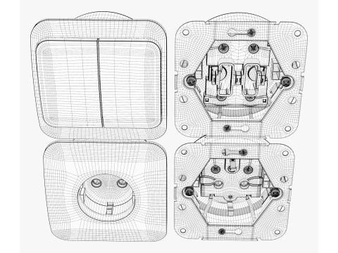 Електрична розетка та вимикач світла з розібраним M1 3D Модель