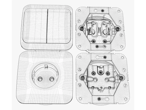 Електрична розетка та вимикач світла з розібраним M1 3D Модель