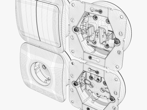 Electrical Socket and Light Switch with Disassembled M1 3D Model