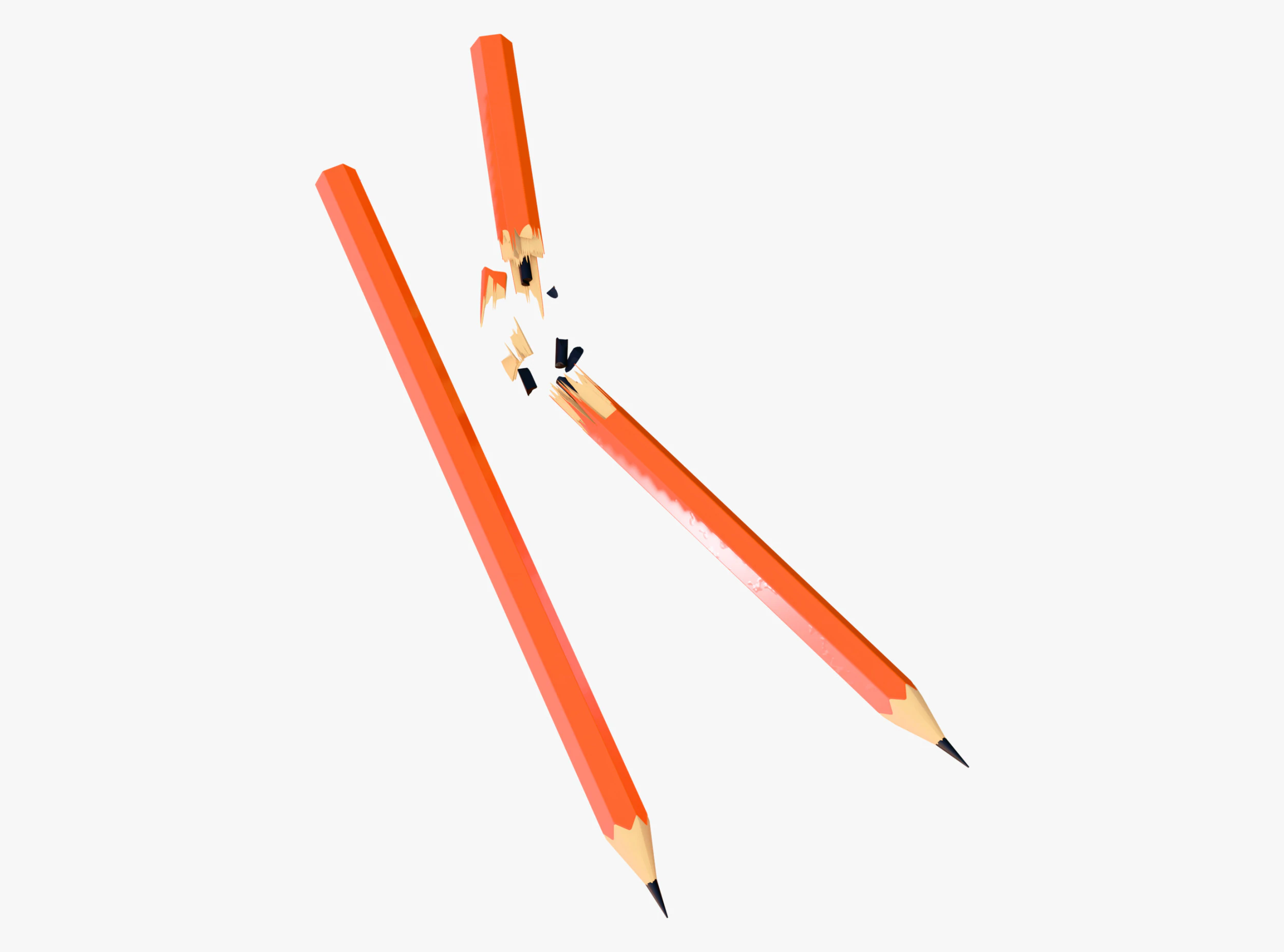 Pencil Whole and Broken M1 3D Model .c4d .max .obj .3ds .fbx .stl .blend 