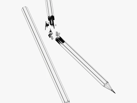 Pencil Whole and Broken M1 3D Model