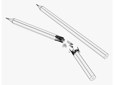 Pencil Whole and Broken M1 3D Модель