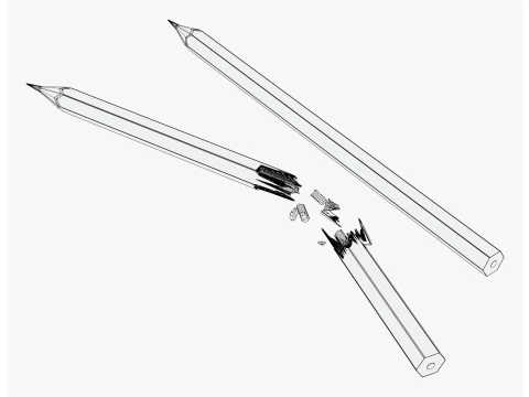 Pencil Whole and Broken M1 3D Model