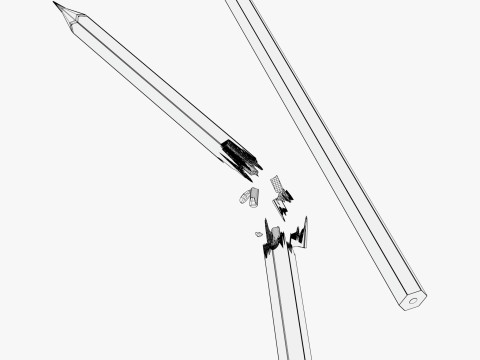 Pencil Whole and Broken M1 3D Модель