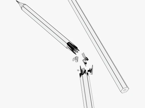 Pencil Whole and Broken M1 3D Model
