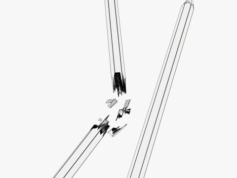 Pencil Whole and Broken M1 3D Model