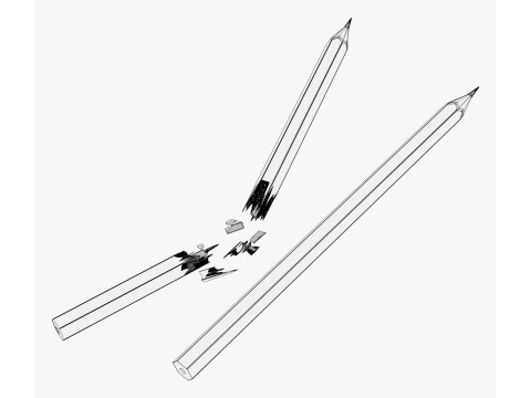 Pencil Whole and Broken M1 3D Model