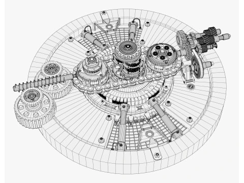 Meccanismo di ingranaggio del generatore SciFi M1 Modello 3D