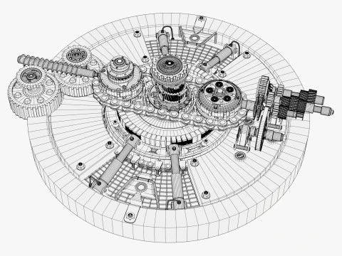 Meccanismo di ingranaggio del generatore SciFi M1 Modello 3D
