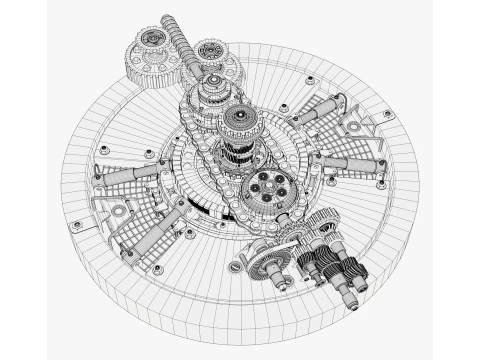 Meccanismo di ingranaggio del generatore SciFi M1 Modello 3D
