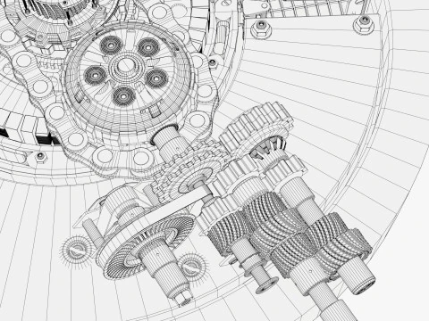 Meccanismo di ingranaggio del generatore SciFi M1 Modello 3D