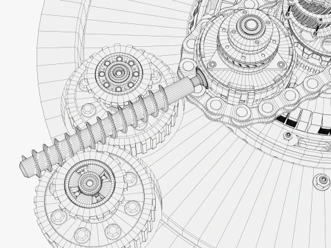 Meccanismo di ingranaggio del generatore SciFi M1 Modello 3D