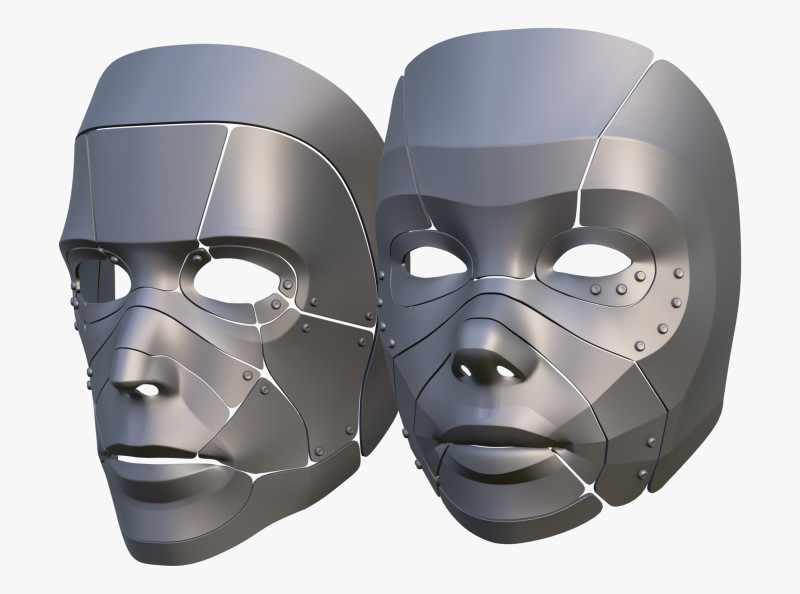 Cybernetic Male and Female Masks Modelo 3D .c4d .max .obj .3ds .fbx .stl .blend