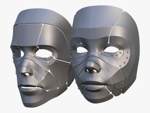 Cybernetic Male and Female Masks Model 3D