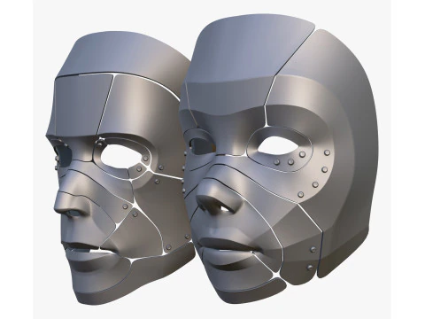 Cybernetic Male and Female Masks 3D Model