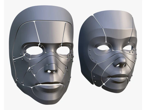 Cybernetic Male and Female Masks 3D Model
