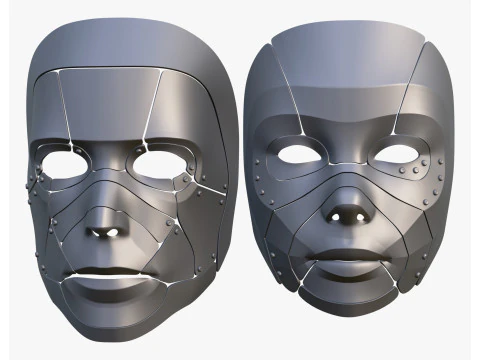 Cybernetic Male and Female Masks 3D Model
