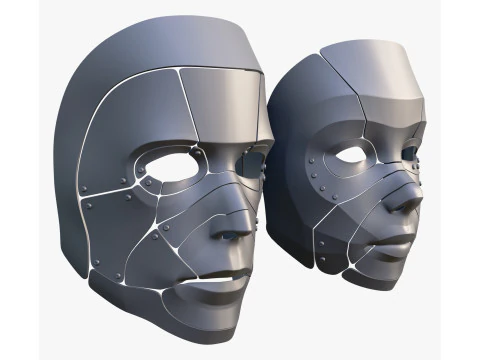 Cybernetic Male and Female Masks 3D Model