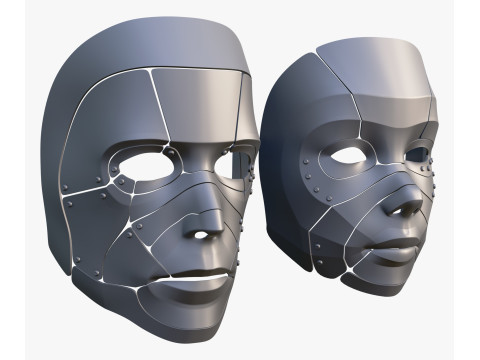Cybernetic Male and Female Masks Modelo 3D
