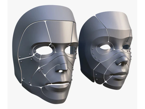 Cybernetic Male and Female Masks 3D Model