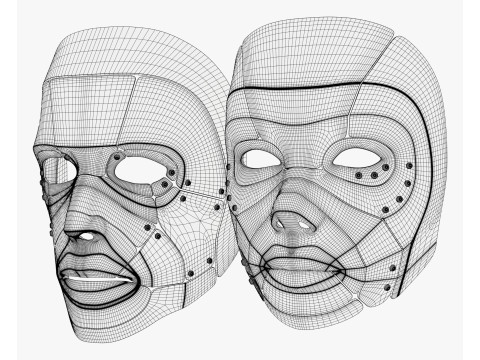 Cybernetic Male and Female Masks Modelo 3D
