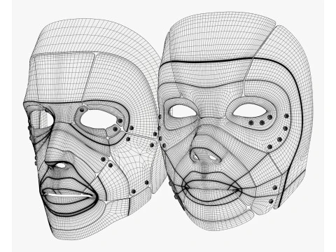 Cybernetic Male and Female Masks 3D Model