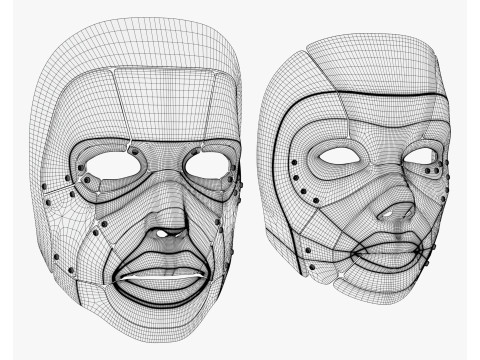 Cybernetic Male and Female Masks Modelo 3D