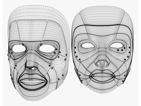 Cybernetic Male and Female Masks Modelo 3D