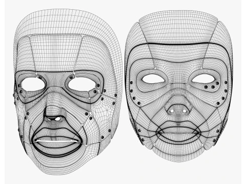 Cybernetic Male and Female Masks 3D Model