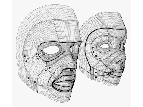 Cybernetic Male and Female Masks Modelo 3D