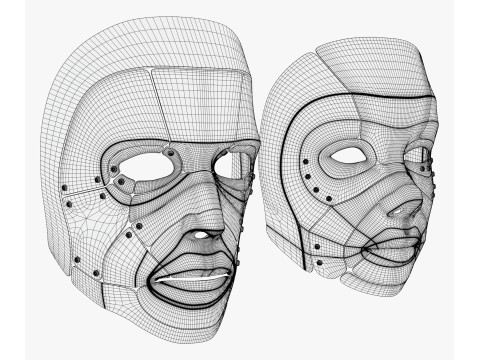 Cybernetic Male and Female Masks Modelo 3D