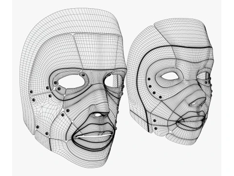 Cybernetic Male and Female Masks 3D Model