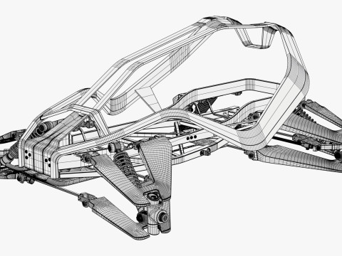 Buggy Frame with Suspension M1 3D 模型